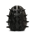 Fashionable black spiked backpack with textured leather and punk style 3D studs - Black (Crocodile)