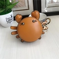 Cute orange crab mini coin purse keychain in lychee grain PU leather for bags - Yellow