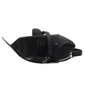 Cute shark-shaped crossbody bag in black leather with 3D fins and silver zipper - Black