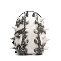 Fashionable hedgehog-style backpack with white python pattern and 3D conical spikes - White (Black Grey Snake Pattern)
