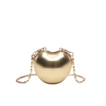Moderno bolso bandolera dorado en forma de corazón con cadena de bolas metálicas - Dorado