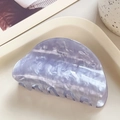 Lavender purple marble texture acrylic claw clip with pearlescent finish in a chic tray - Semicircle Style / Blue