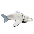 Cute white and light blue shark-shaped crossbody bag with adjustable shoulder strap - White