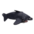 Navy blue shark-shaped crossbody bag with 3D fins and adjustable leather strap - Blue