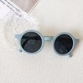 Retro mint green round frame sunglasses for kids with dark grey UV protection lenses - Small Round Frame Blue