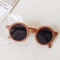 Retro round baby sunglasses in matte caramel brown with dark grey tinted lenses - Small Round Frame Brown