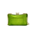 Chic emerald green metallic acrylic clutch bag with rhinestone clasp and gold chain - Green