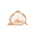 Octagonal clear acrylic mini crossbody bag with gold metal frame and floral clasp - Polygon