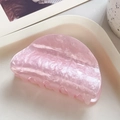 Pink marble texture acrylic hair claw clip in a half-moon shape for women - Semicircle Style / Pink