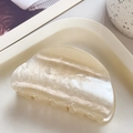 Elegant ivory marble acrylic hair claw clip with pearlescent texture for women - Semicircle Style / Off White