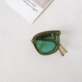 Foldable vintage sunglasses for toddlers with olive green frame and light green lenses - One-Dot Olive Green