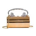 Rose gold cylinder acrylic evening bag with lion head handles and gold chain - Rose Gold