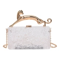 Transparent acrylic clutch bag with golden leopard handle and ice crackle texture - Clear