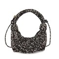 Sac à main léopard pour femme en cordes tressées avec fermeture éclair dorée - Léopard Noir