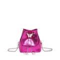 Secchiello metallizzato magenta con ciondolo a farfalla e dettagli con perle - Rosa Rosso