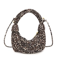 Sac à épaule léopard tendance avec texture corde tissée et détails de poignée nouée - Léopard Marron