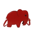 Cartoon elephant-shaped crossbody bag in vibrant red faux leather with adjustable strap - Red