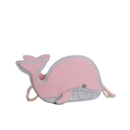 Pink dolphin-shaped crossbody bag with silver glitter sequins and golden chain strap - Pink