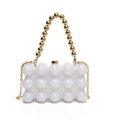 Pochette bianca in acrilico con rilievo 3D e manico a sfere dorate eleganti - Bianco Latte