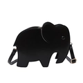 Cute black elephant shaped shoulder bag in synthetic leather with gold hardware - Black