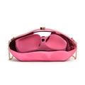 Pink mirror-finish irregular acrylic clutch bag with gold chain strap for party - Rose Red