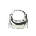 Sac demi-lune argenté effet miroir avec poignée ronde en métal et bandoulière chaîne - Argenté