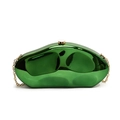 Glossy green acrylic evening clutch bag with irregular shape and gold chain strap - Green