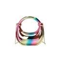 Sac demi-lune en acrylique arc-en-ciel avec poignée ronde et chaîne dorée - Coloré