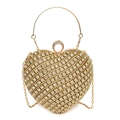 Luxury gold heart-shaped evening bag with shimmering crystals and round top handle - Gold