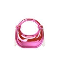Sac bandoulière en acrylique rose rouge métallisé avec poignée anneau et chaîne - Rose