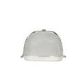 Silver shell-shaped evening bag with sparkling rhinestones and acrylic chain strap - Silver