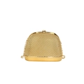 Elegant gold evening shell bag with acrylic metallic mesh texture and fine chain strap - Gold