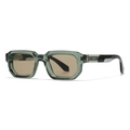 Retro narrow rectangular sunglasses with transparent green frames and brown lenses - Green Frame Light Tea Lens