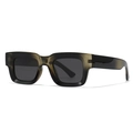 Classic square polarized sunglasses with translucent grey resin frames and dark lenses - C6 Olive Green Frame Grey Lens