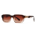 Vintage narrow frame sunglasses with brown gradient lenses and gold metal decor - Tea Frame Tea Lens