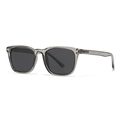 Classic polarized square sunglasses with transparent grey frame and dark grey lenses - C5 Gray Frame Black Gray