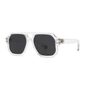 Fashionable polygon sunglasses with clear frames and dark lenses for men and women - Transparent Black Gray