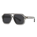 Modern polygon aviator sunglasses with transparent grey frame and dark lenses - Grey Frame Black Grey Lens