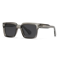 Classic oversized square sunglasses with translucent grey frames and dark lenses - Transparent Grey Frame Black Grey Lens (C2)