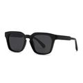 Classic black square polarized sunglasses with dark grey lenses and a sleek frame - Bright Black Grey