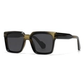 Fashionable square oversized sunglasses with dark green marble frames and black lenses - Olive Green Gradient Frame Black Grey Lens (C5)