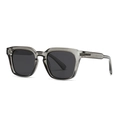 Modern grey transparent square polarized sunglasses with dark grey lenses for men and women - Grey Frame Black Grey Lens