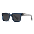 Classic square oversized sunglasses with dark blue transparent frames and grey lenses - Transparent Blue Frame Black Grey Lens (C6)