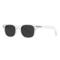 Classic unisex polarized sunglasses with transparent round frames and dark lenses - C4 Transparent Frame Grey Lens