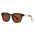 Modern unisex polarized sunglasses with grey polygonal frames and brown lenses - Tea Frame Tea Lens