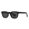 Classic black polarized sunglasses with square frames and silver rivet details - C1 Bright Black Frame Grey Lens