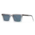Translucent gray square frame polarized sunglasses with three-arrow metal detail - C6 Grey and White Frame Grey Lens