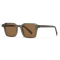 Modern square polarized sunglasses with frosted taupe translucent frames for men and women - Grey Green Frame Tea Lens (C5)