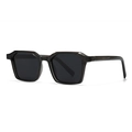 Retro square polarized sunglasses with dark gray translucent frames and textured temples - Olive Green Frame Black Grey Lens (C6)