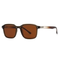 Classic polarized square sunglasses with translucent grey frame and brown lenses - C6 Tea Frame Tea Lens
